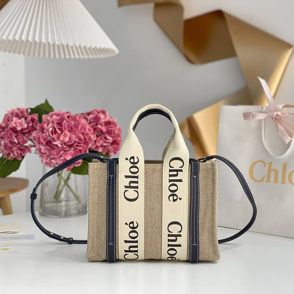 Chloe Small Woody tote bag in linen