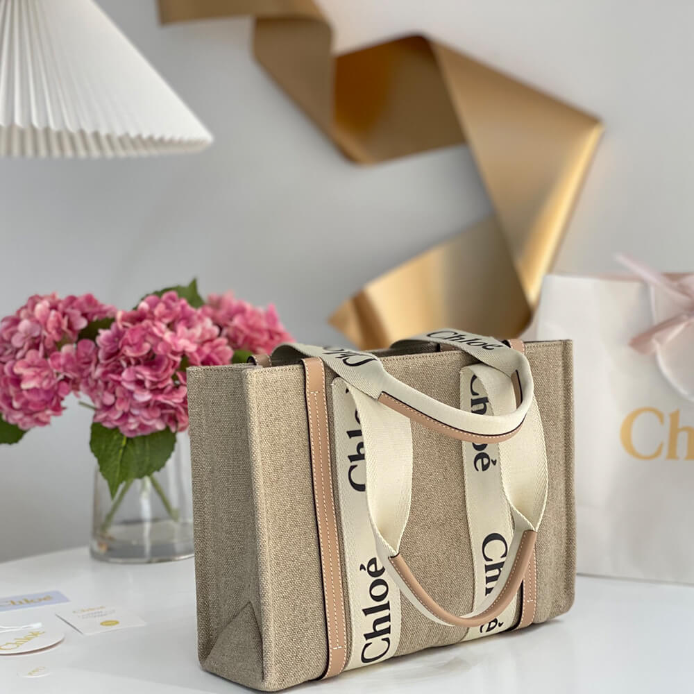 Chloe Woody tote bag in linen