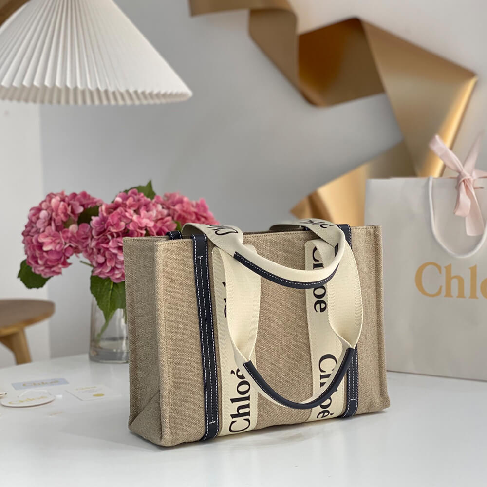 Chloe Woody tote bag in linen