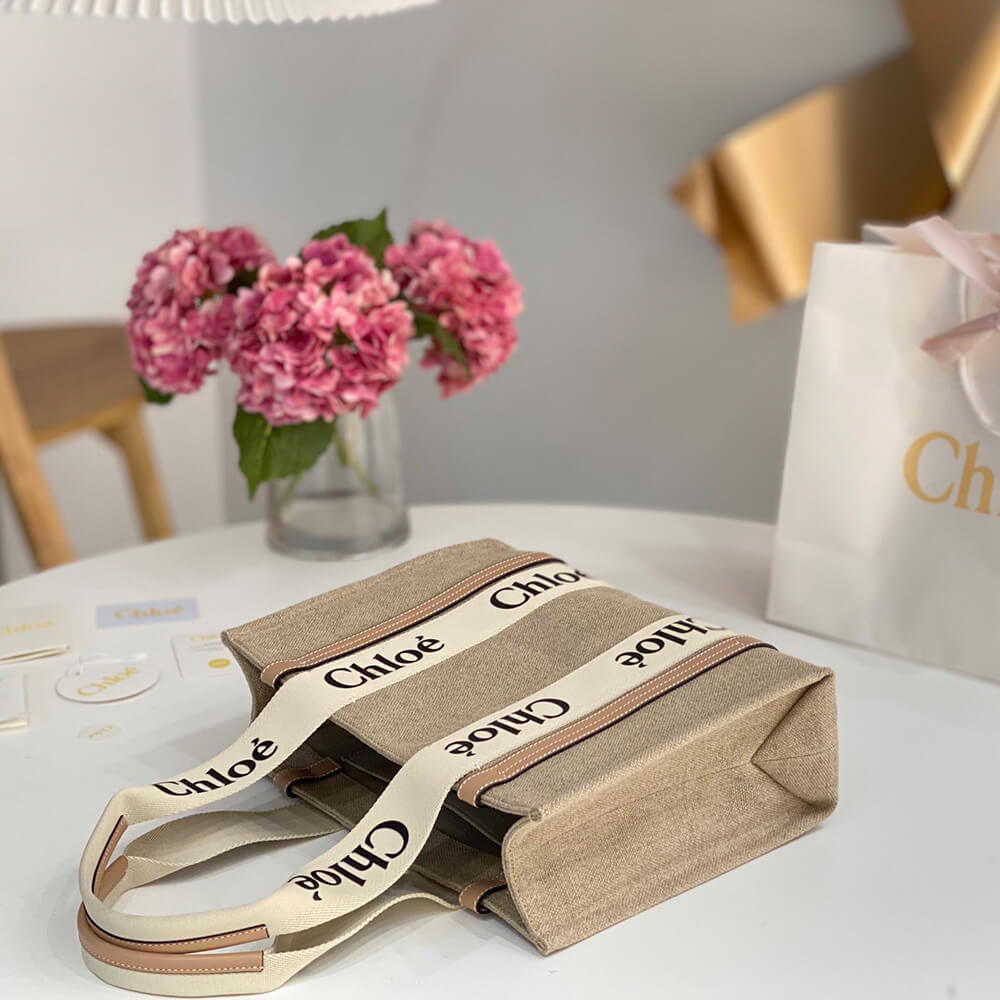 Chloe Woody tote bag in linen