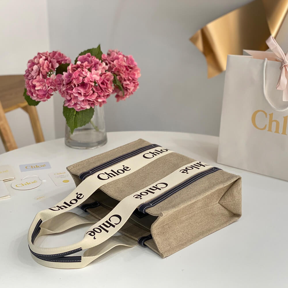 Chloe Woody tote bag in linen