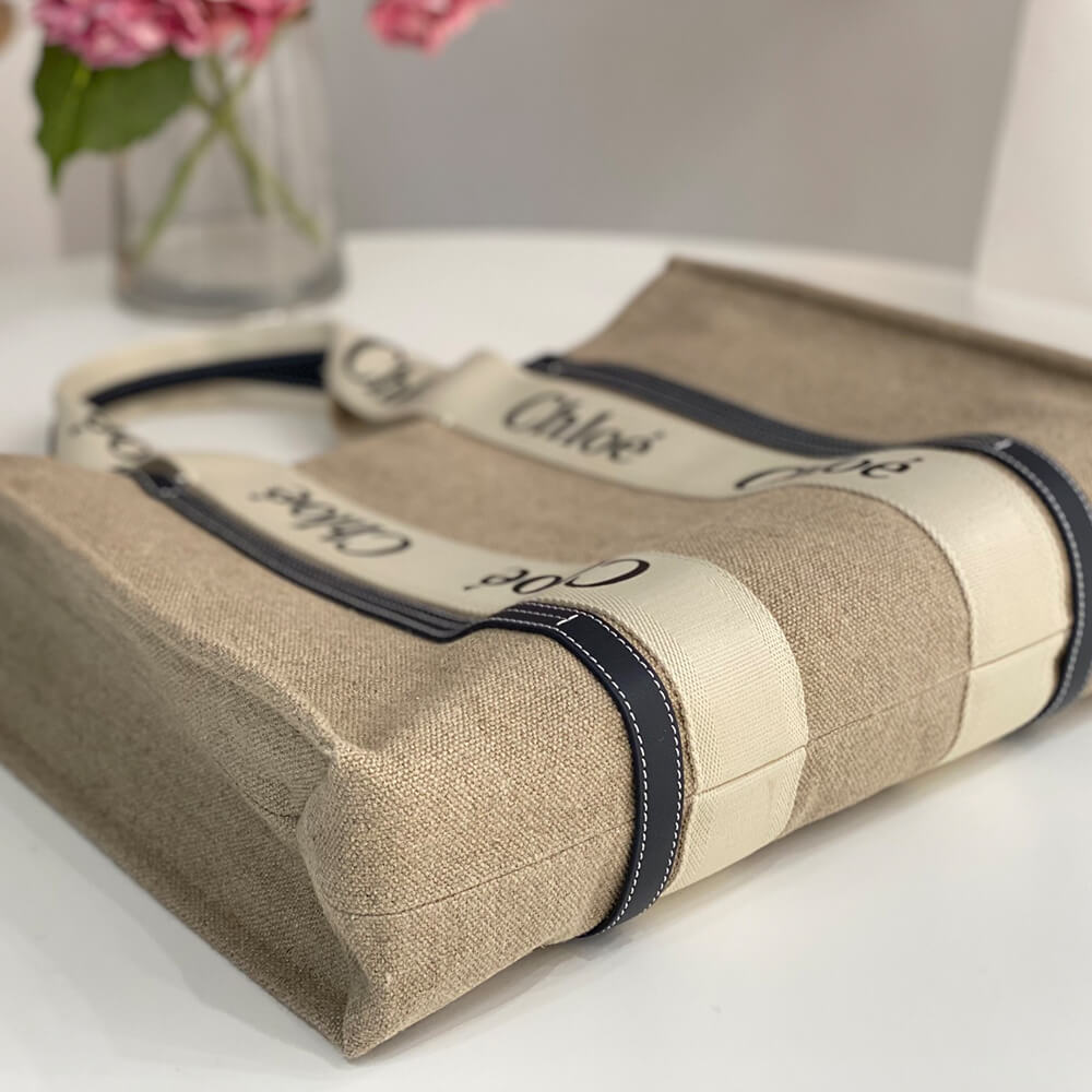 Chloe Large Woody tote bag in linen