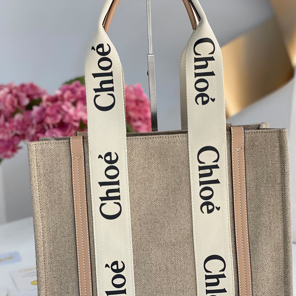 Chloe Woody tote bag in linen