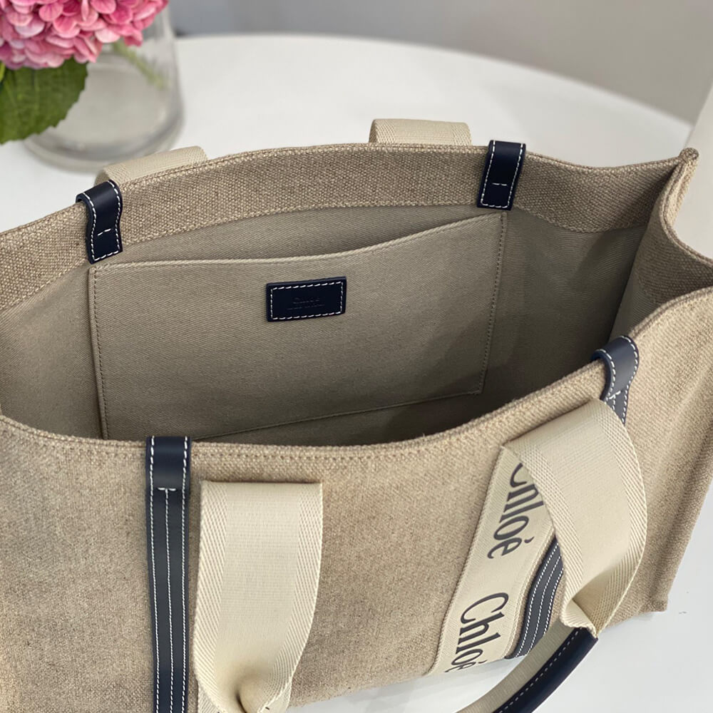 Chloe Large Woody tote bag in linen